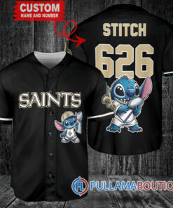 New Orleans Saints x Stitch with Trophy Custom Baseball Jersey Black