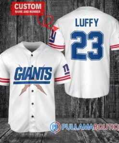 New York Giants Luffy After Timeskip One Piece Straw Hats Custom Baseball Jersey