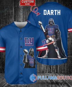 New York Giants x Darth Vader Star Wars with Trophy Custom Baseball Jersey Royal