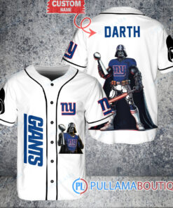 New York Giants x Darth Vader Star Wars with Trophy Custom Baseball Jersey White