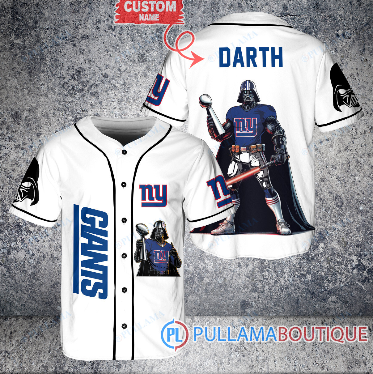 New England Patriots x Darth Vader Star Wars with Trophy Custom Baseball Jersey Gray