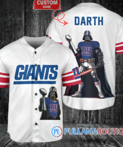 New York Giants x Darth Vader Star Wars with Trophy Custom Baseball Jersey White Without Piping