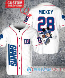 New York Giants x Mickey and Minnie with Trophy Custom Baseball Jersey White