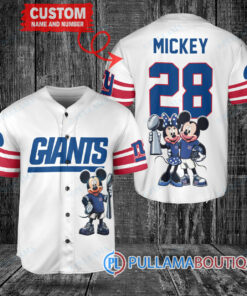 New York Giants x Mickey and Minnie with Trophy Custom Baseball Jersey White Without Piping