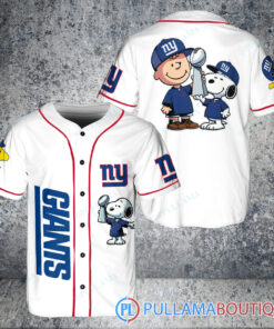 New York Giants x Snoopy and Charlie Brown with Trophy Baseball Jersey White