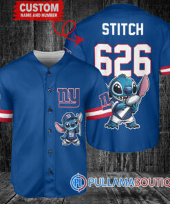 New York Giants x Stitch with Trophy Custom Baseball Jersey Royal