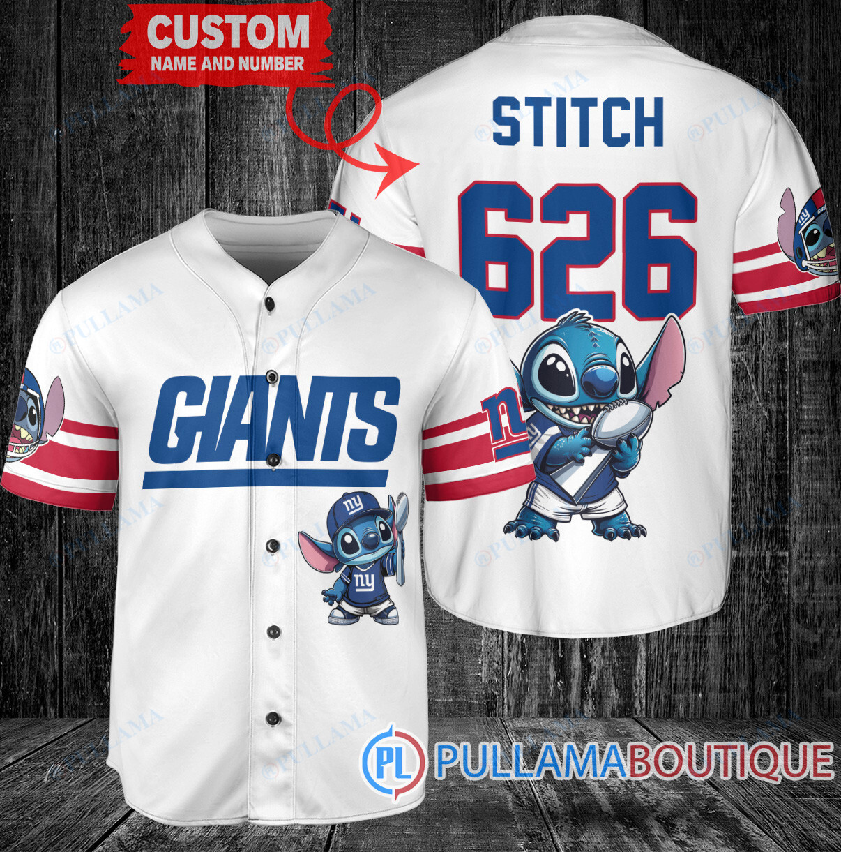 Buffalo Bills x Stitch with Trophy Custom Baseball Jersey Red