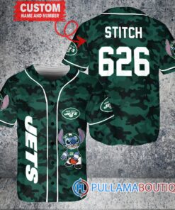 New York Jets Stitch Custom Baseball Jersey Green Military