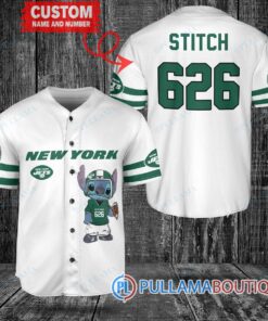 New York Jets Stitch Custom Baseball Jersey White