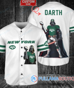 New York Jets x Darth Vader Star Wars with Trophy Custom Baseball Jersey White