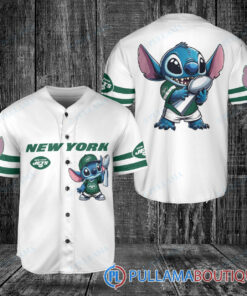 New York Jets x Stitch with Trophy Baseball Jersey White