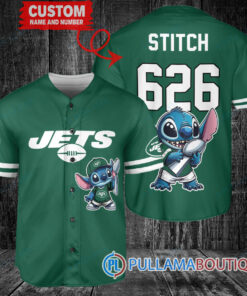 New York Jets x Stitch with Trophy Custom Baseball Jersey Green