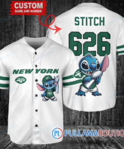 New York Jets x Stitch with Trophy Custom Baseball Jersey White