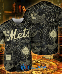 New York Mets Harry Potter The Marauders Map Baseball Jersey Black