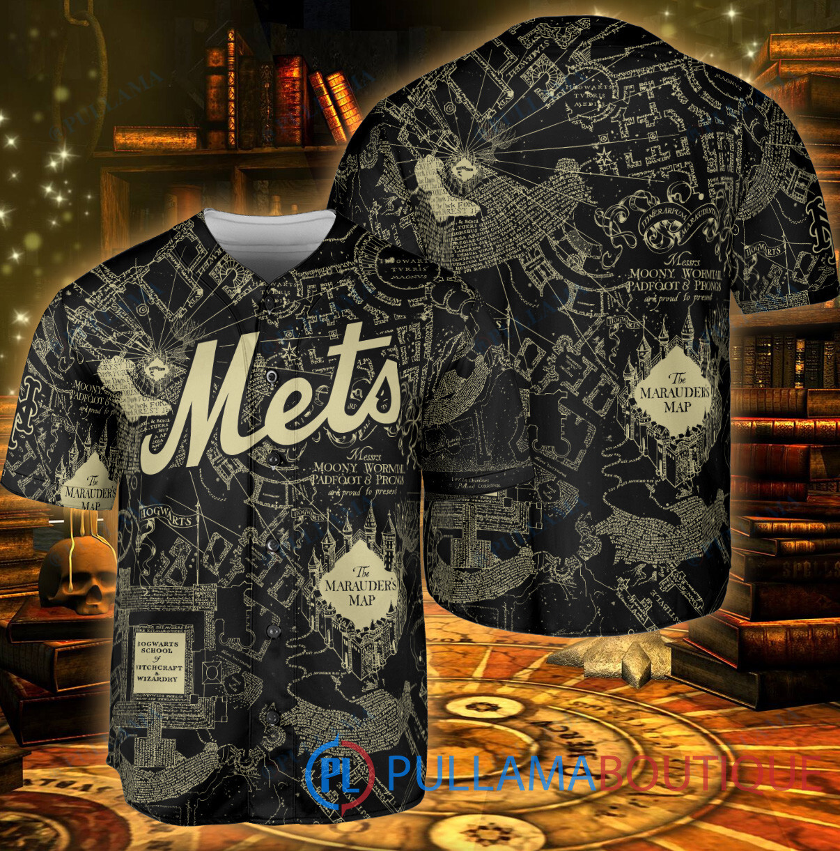 Atlanta Braves Harry Potter The Marauders Map Baseball Jersey Black