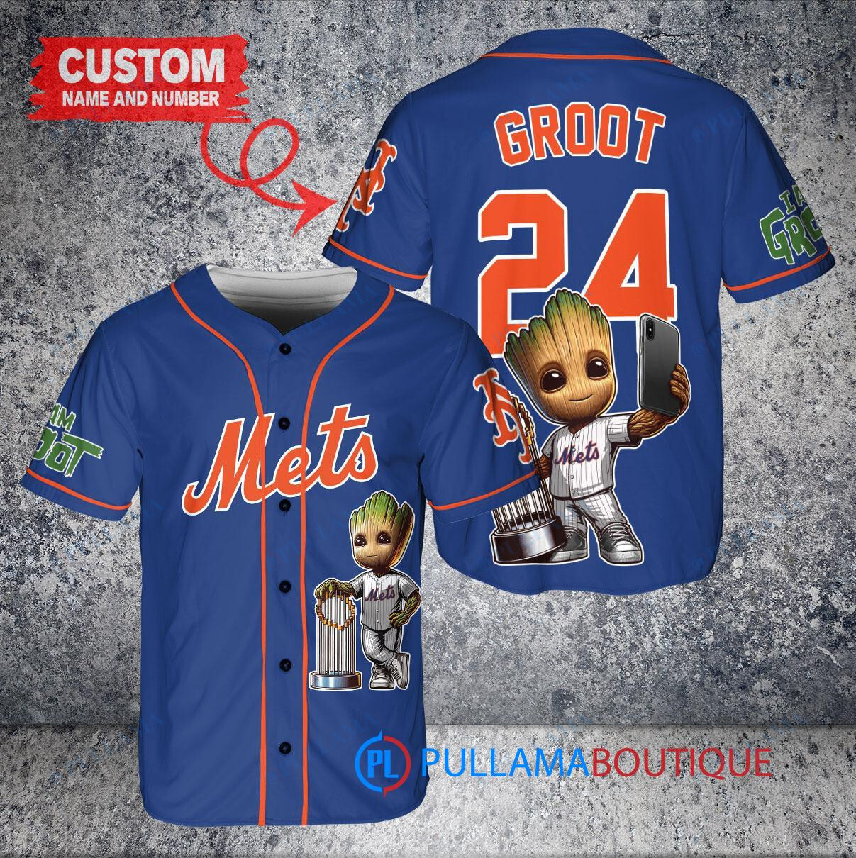 Houston Astros x Baby Groot Marvel Guardians Of The Galaxy with Trophy Custom Baseball Jersey Gray