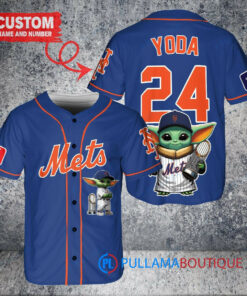 New York Mets x Baby Yoda Star Wars The Mandalorian with Trophy Custom Baseball Jersey Royal