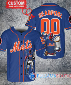 New York Mets x Deadpool with Trophy Baseball Jersey Royal