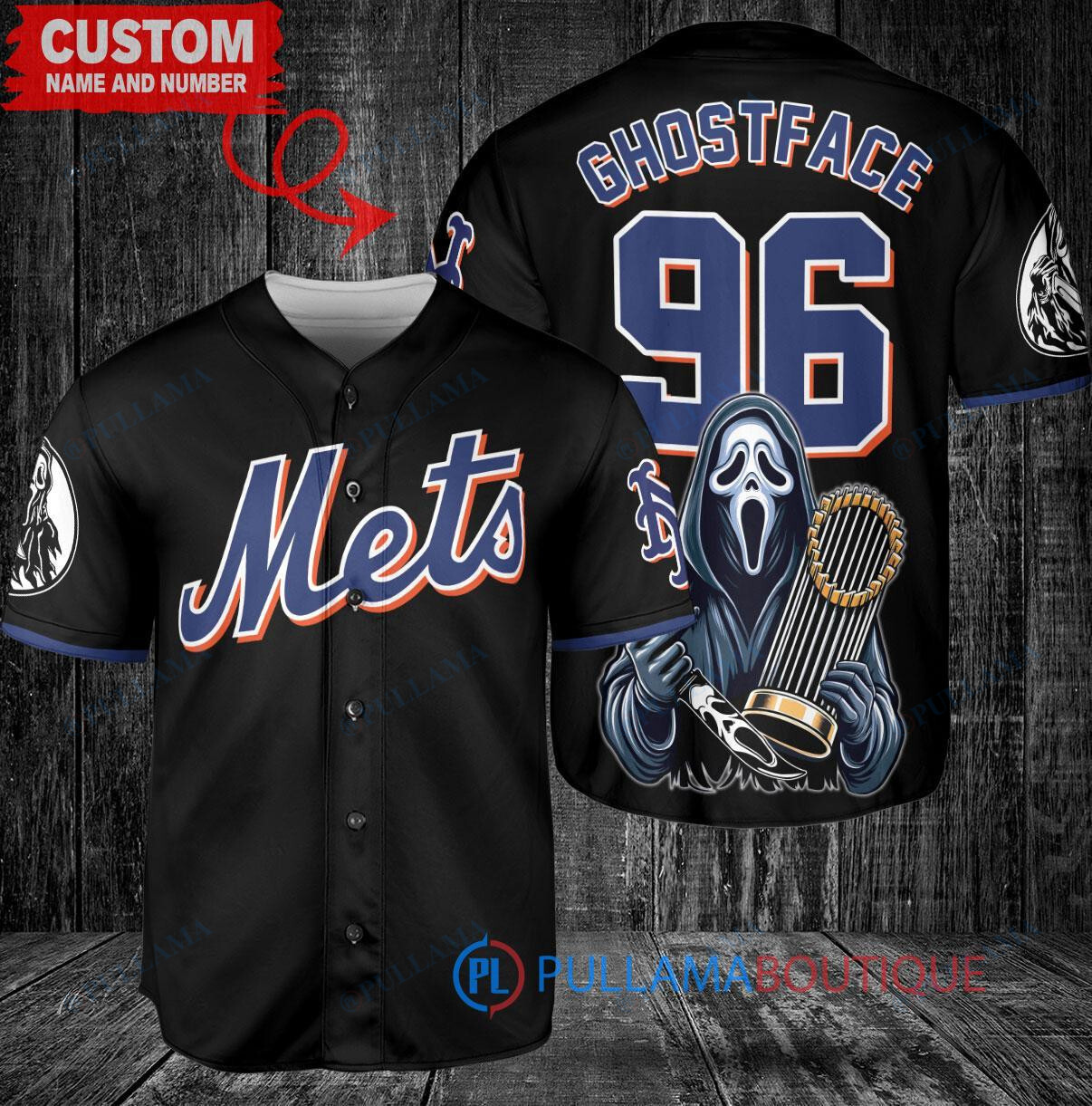 Philadelphia Phillies x Ghostface Scream Halloween Halloween with World Series Trophy Custom Baseball Jersey Light Blue