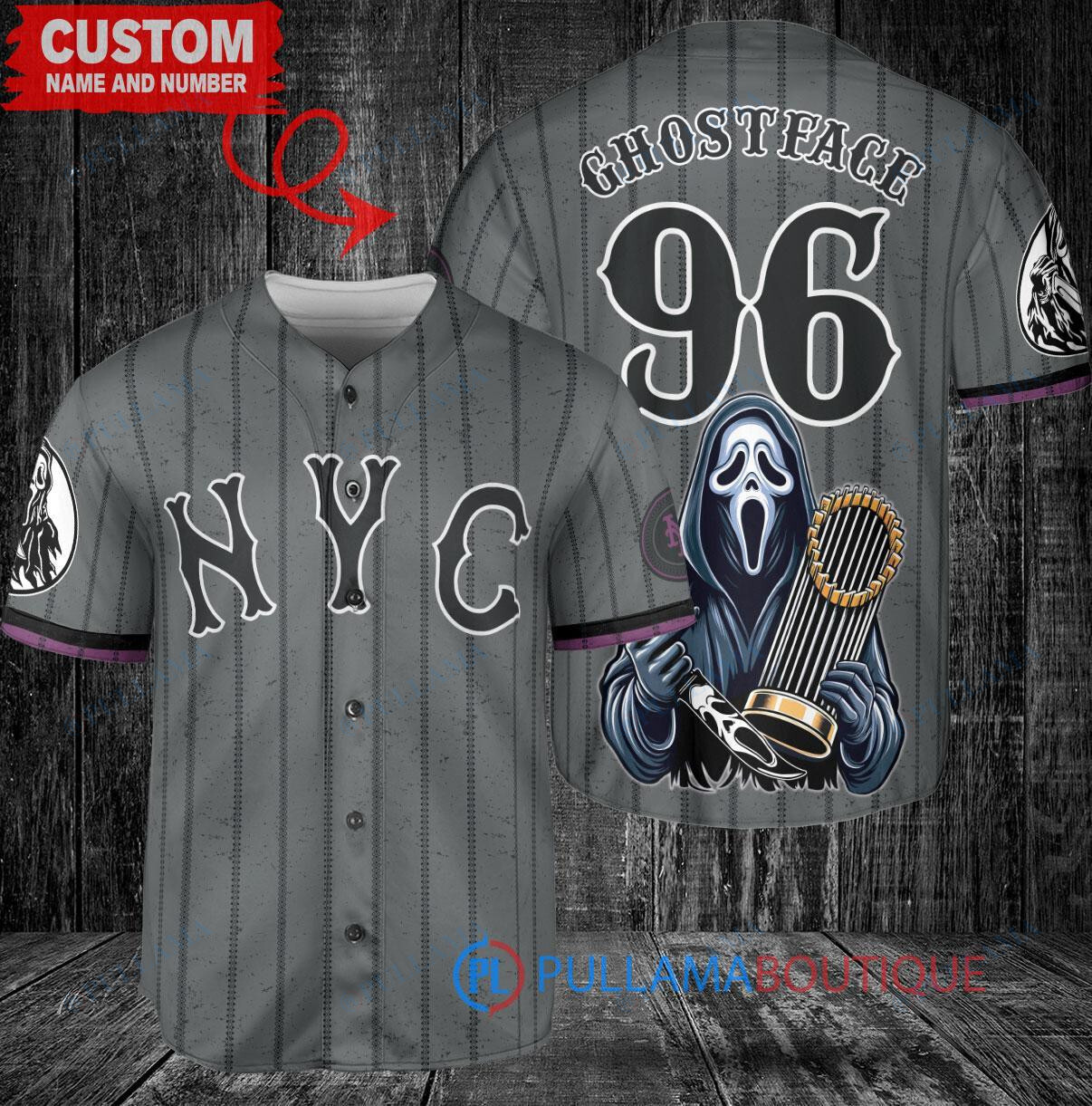 Houston Astros x Ghostface Scream Halloween Halloween with World Series Trophy Custom Baseball Jersey Orange