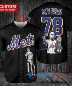 New York Mets x Halloween Michael Myers with Trophy Custom Baseball Jersey Black