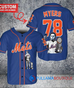 New York Mets x Halloween Michael Myers with Trophy Custom Baseball Jersey Royal