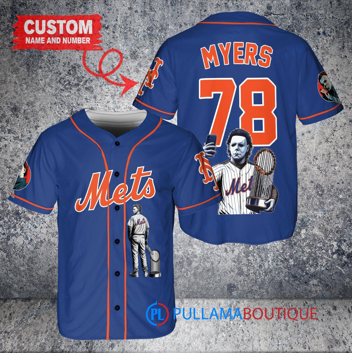 Atlanta Braves x Halloween Michael Myers with Trophy Custom Baseball Jersey White City Connect