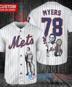 New York Mets x Halloween Michael Myers with Trophy Custom Baseball Jersey White