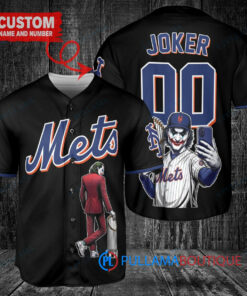 New York Mets x Joker DC Comics with Trophy Custom Baseball Jersey Black