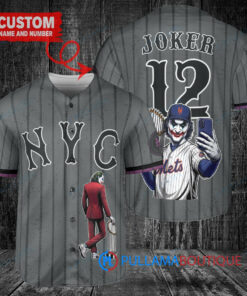 New York Mets x Joker DC Comics with Trophy Custom Baseball Jersey Graphite City Connect