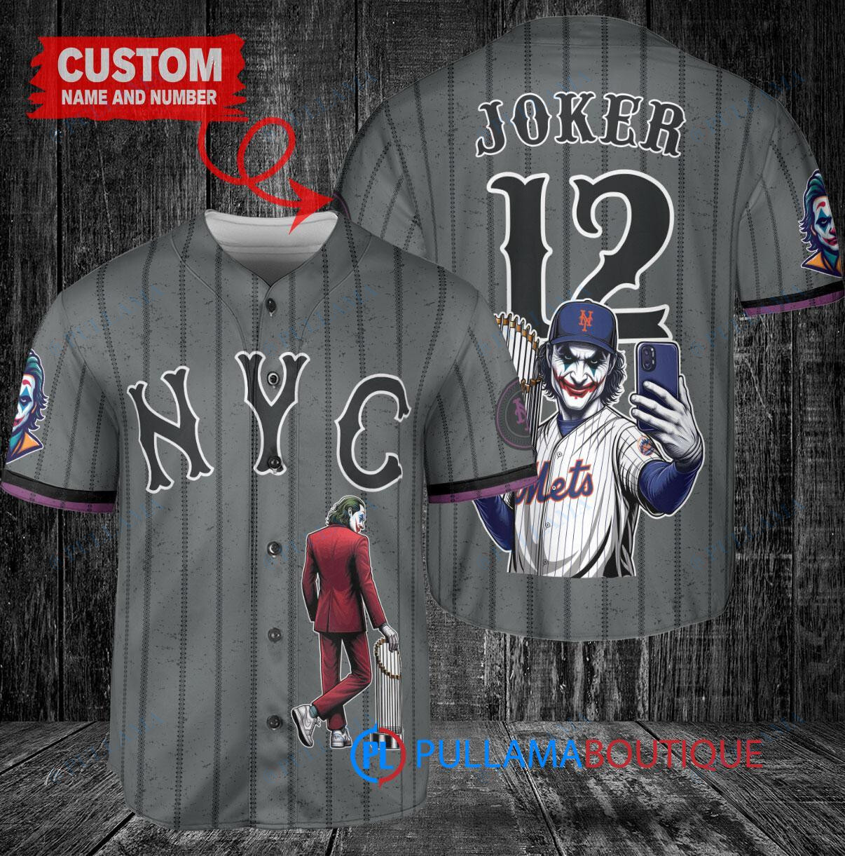 Chicago Cubs x Joker DC Comics with Trophy Custom Baseball Jersey White