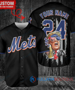 New York Mets x Limited Edition with World Series Trophy Custom Baseball Jersey Black