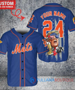 New York Mets x Limited Edition with World Series Trophy Custom Baseball Jersey Royal