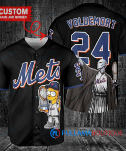 New York Mets x Lord Voldemort Harry Potter with Trophy Custom Baseball Jersey Black