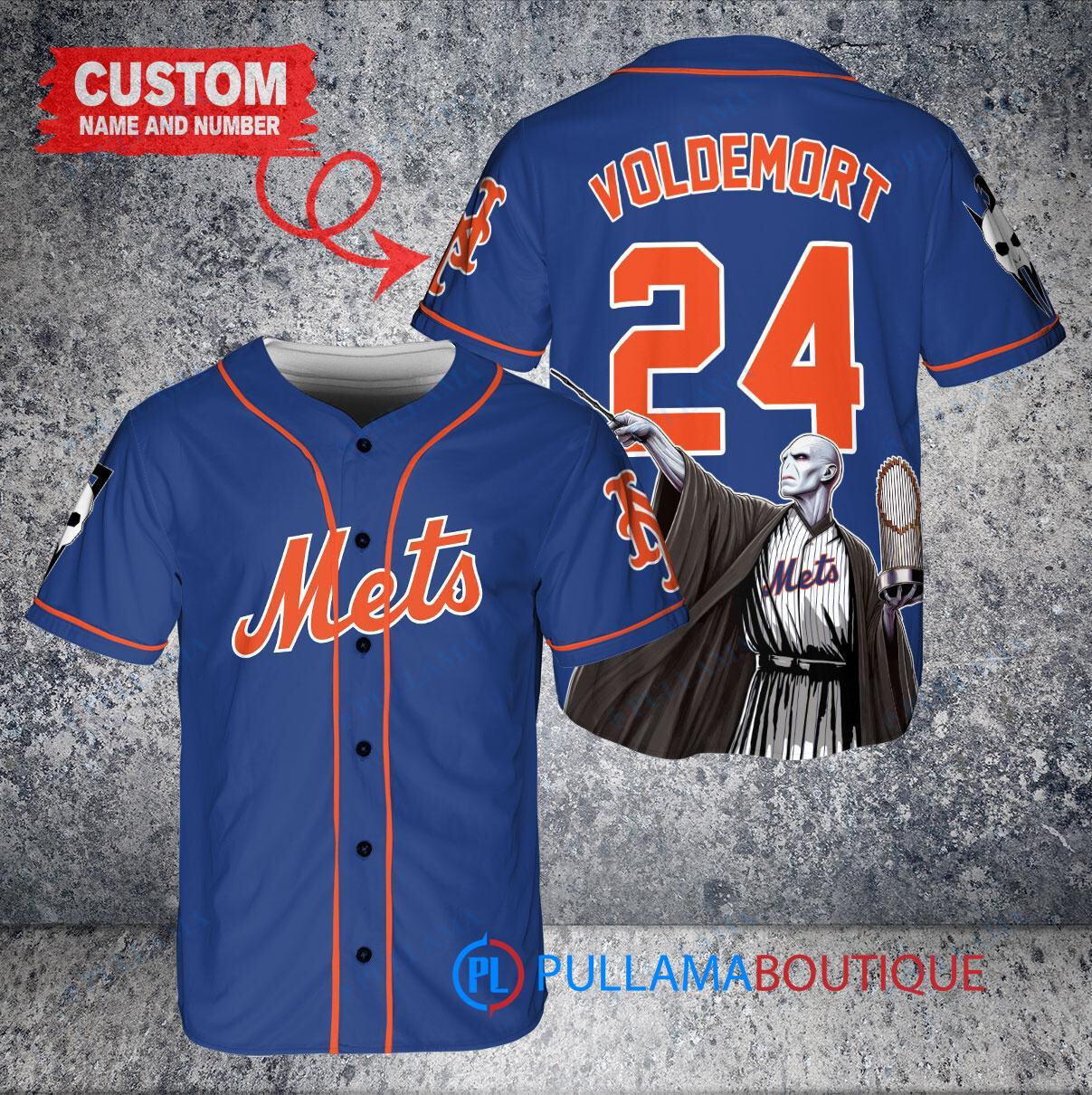 New York Mets x Lord Voldemort Harry Potter with Trophy Custom Baseball Jersey White