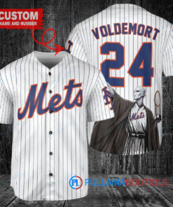 New York Mets x Lord Voldemort Harry Potter with Trophy Custom Baseball Jersey White