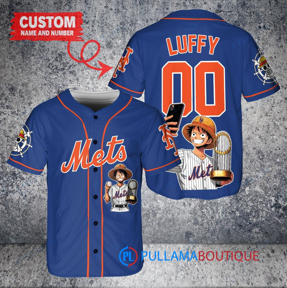 Baltimore Orioles x Luffy One Piece with Trophy Custom Baseball Jersey White