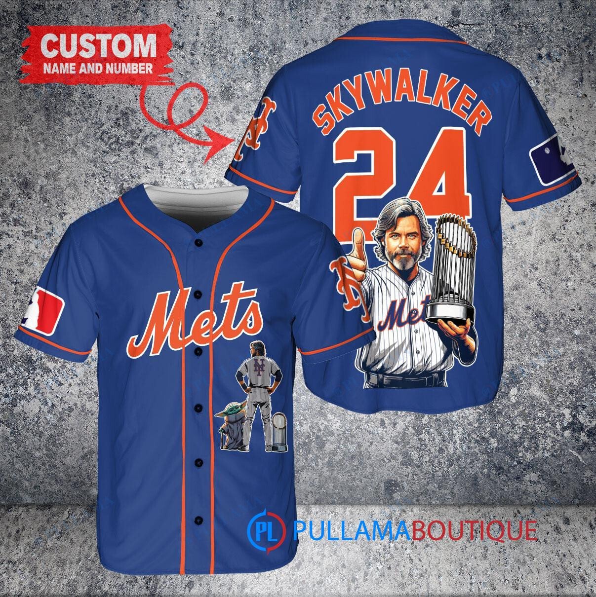 New York Mets x Luke Skywalker Star Wars with Trophy Custom Baseball Jersey White