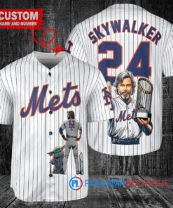 New York Mets x Luke Skywalker Star Wars with Trophy Custom Baseball Jersey White