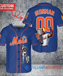 New York Mets x Marvel Iron Man Tony Stark with Trophy Custom Baseball Jersey Royal