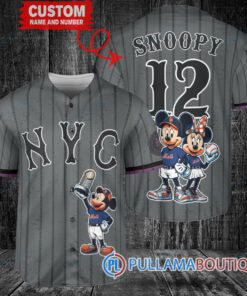 New York Mets x Mickey and Minnie with Trophy Baseball Jersey Graphite City Connect