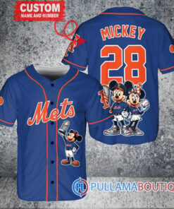 New York Mets x Mickey and Minnie with Trophy Baseball Jersey Royal