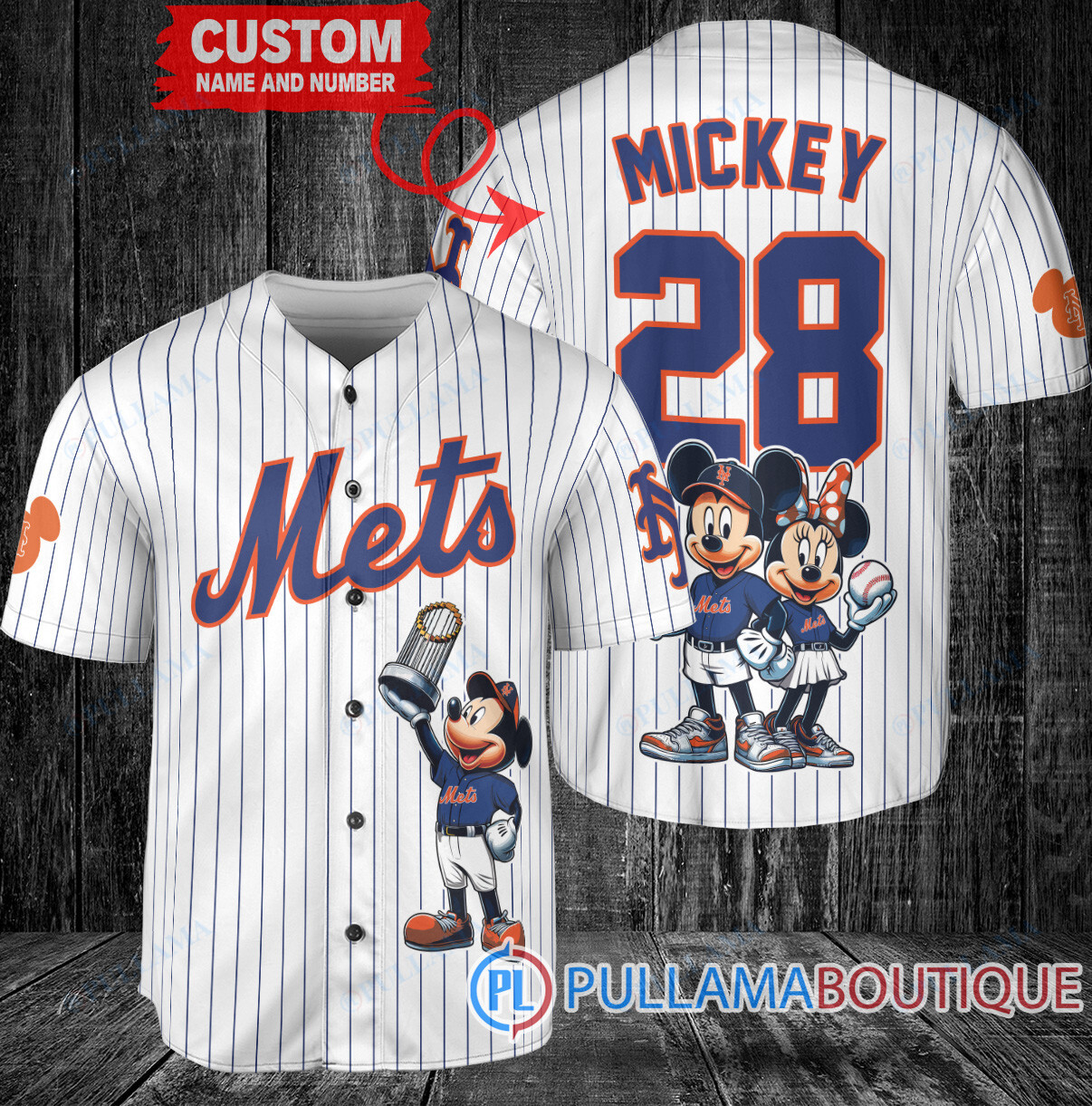 Chicago Cubs x Mickey and Minnie with Trophy Baseball Jersey Royal