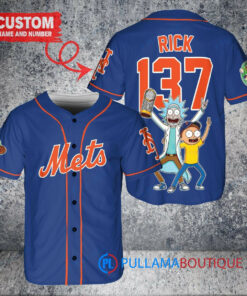 New York Mets x Rick and Morty with Trophy Custom Baseball Jersey Royal