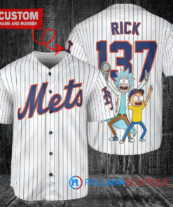 New York Mets x Rick and Morty with Trophy Custom Baseball Jersey White