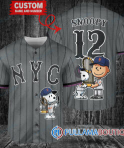 New York Mets x Snoopy and Charlie Brown with Trophy Baseball Jersey Graphite City Connect