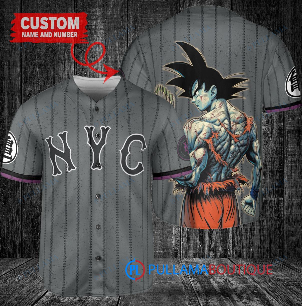 Los Angeles Dodgers x Son Goku Kakarot Super Saiyan Dragon Ball Z with Trophy Baseball Jersey Gray