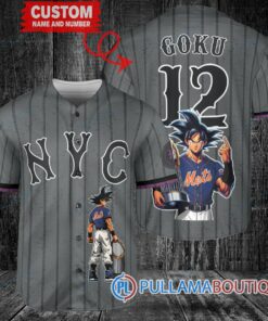 New York Mets x Son Goku Kakarot Super Saiyan Dragon Ball Z with Trophy Baseball Jersey Graphite City Connect V2