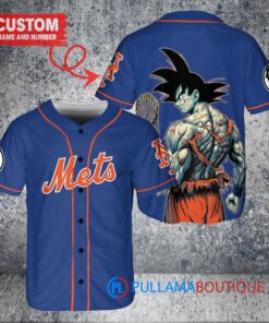 New York Mets x Son Goku Kakarot Super Saiyan Dragon Ball Z with Trophy Baseball Jersey Royal