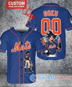 New York Mets x Son Goku Kakarot Super Saiyan Dragon Ball Z with Trophy Baseball Jersey Royal V2